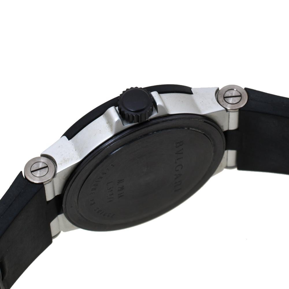 Bvlgari Carbon Fiber Aluminum and Black Rubber Diagono Women's Wristwatch 29 mm 1