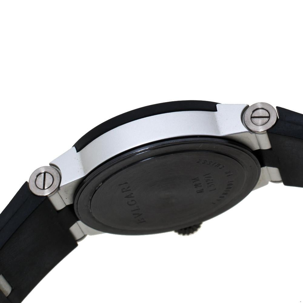 Bvlgari Carbon Fiber Aluminum and Black Rubber Diagono Women's Wristwatch 29 mm 2