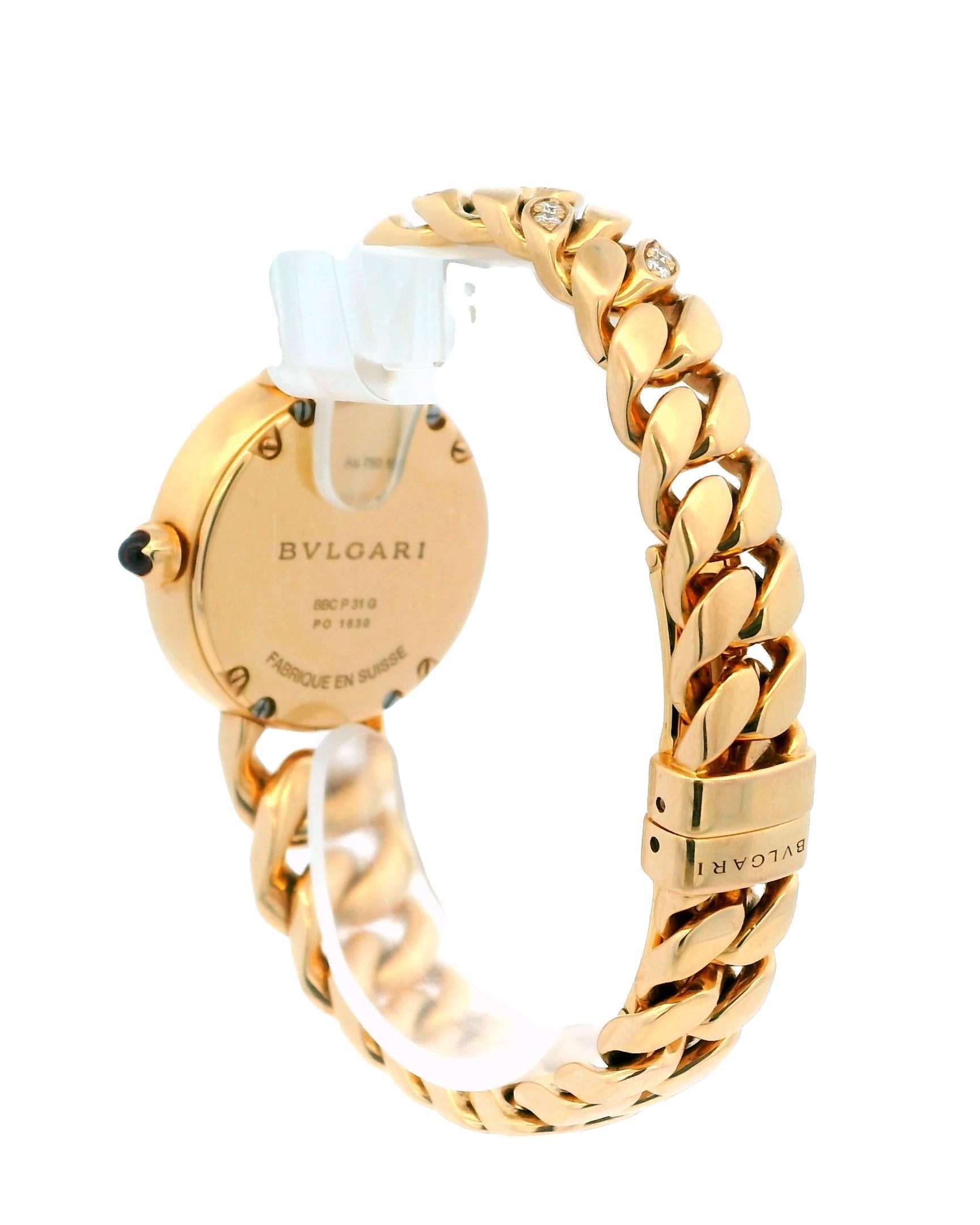 Bvlgari Catene Bracelet avec cadran MOP en diamants et diamants partiels avec papiers en vente 2