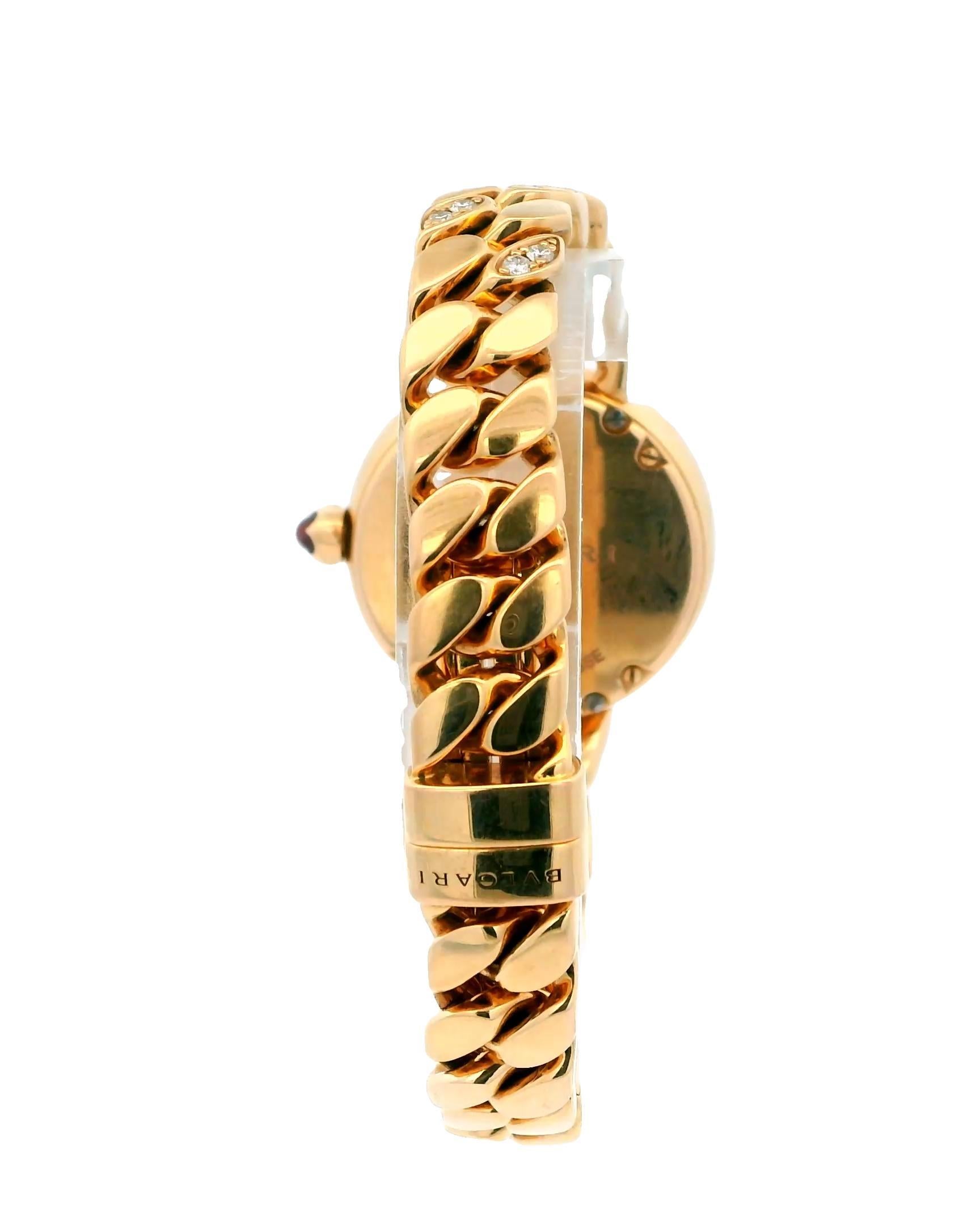 Bvlgari Catene Bracelet avec cadran MOP en diamants et diamants partiels avec papiers en vente 4