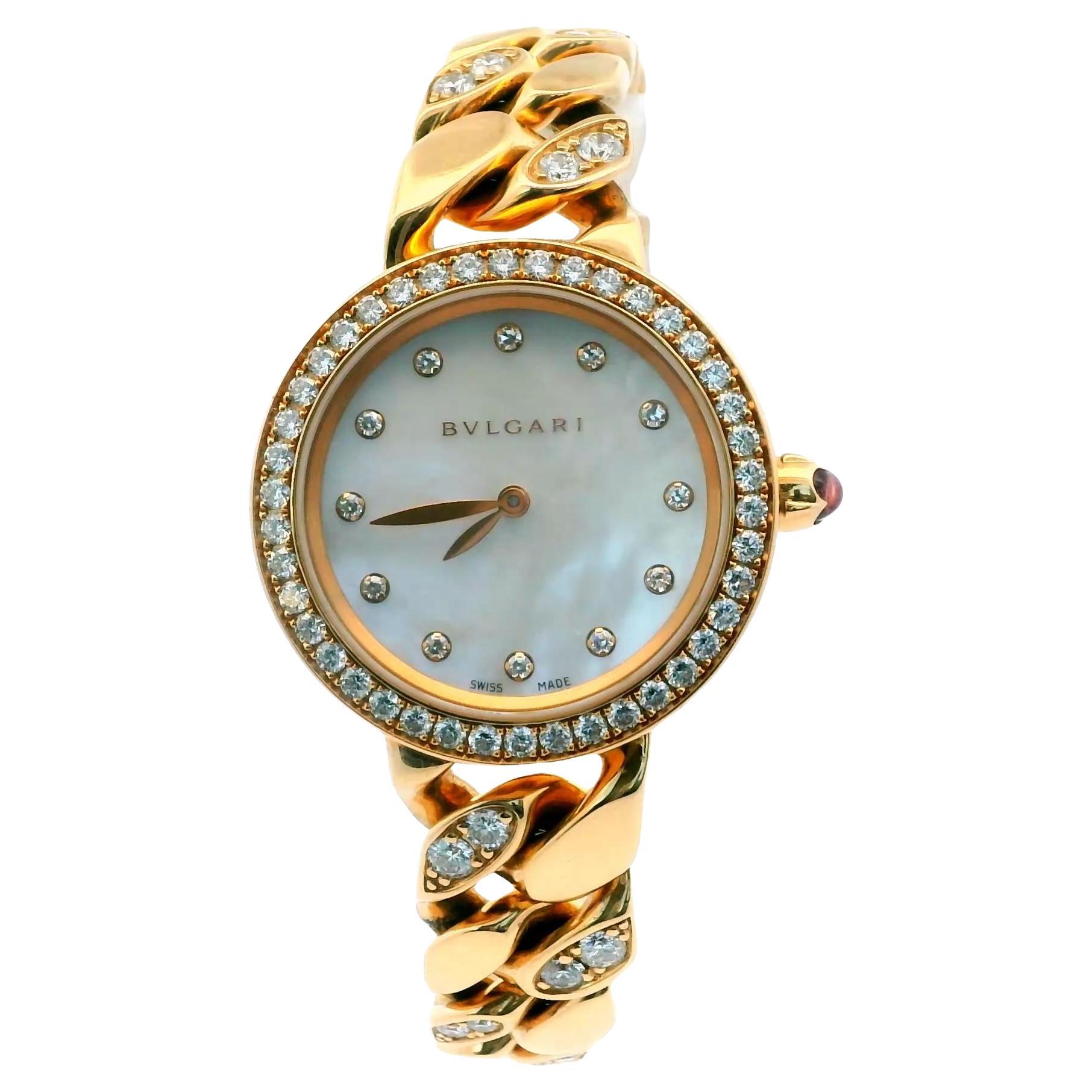 Bvlgari Catene MOP Diamond Dial & Partial Diamond Bracelet W/Papers