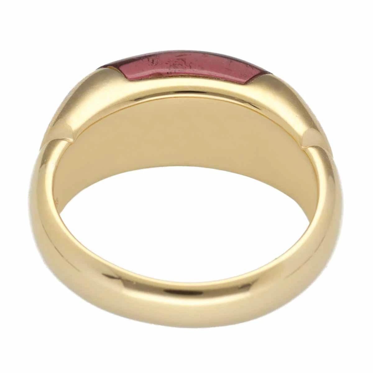 Cabochon BVLGARI Celtaura Pink Tourmaline 18K Yellow Gold Ring US 6 For Sale