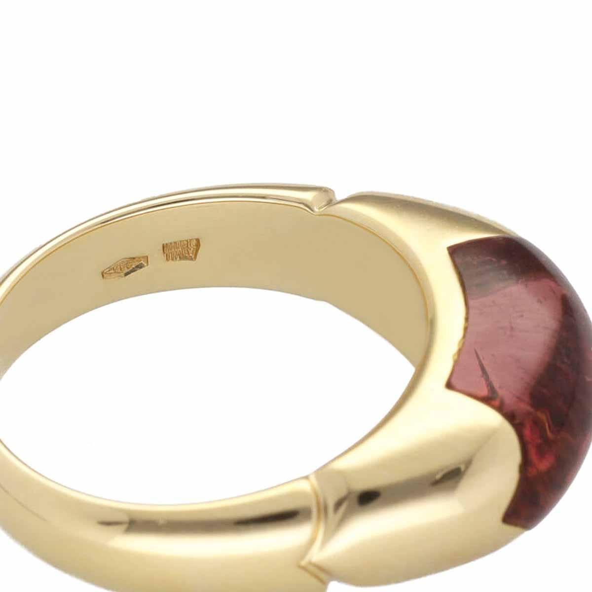 BVLGARI Celtaura Pink Tourmaline 18K Yellow Gold Ring US 6 In Good Condition For Sale In Tokyo, JP