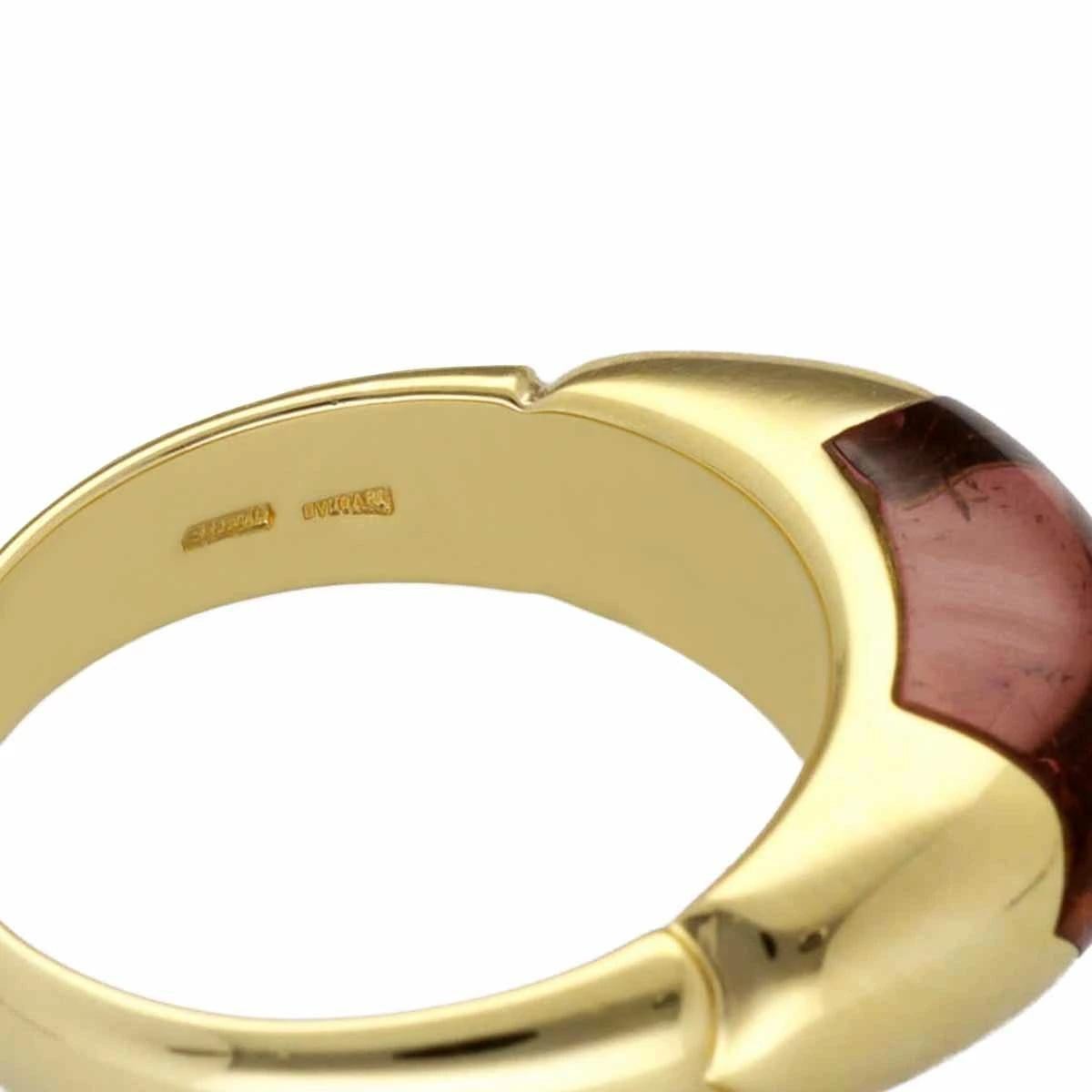 Women's BVLGARI Celtaura Pink Tourmaline 18K Yellow Gold Ring US 6 For Sale