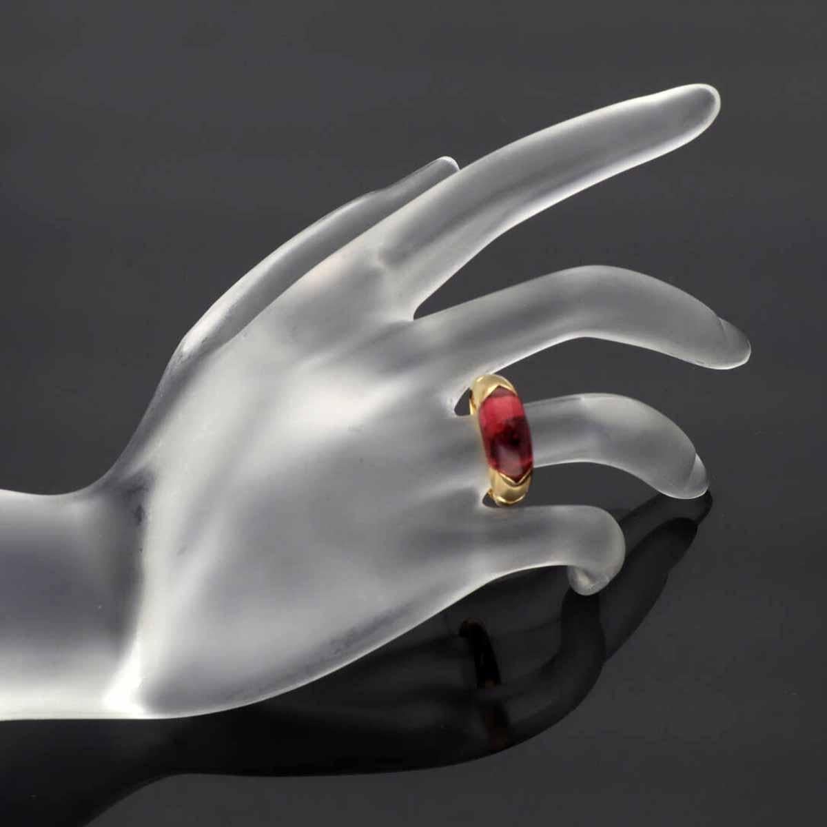 BVLGARI Celtaura Pink Tourmaline 18K Yellow Gold Ring US 6 For Sale 3