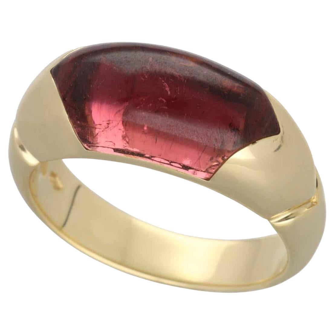 BVLGARI Celtaura Pink Tourmaline 18K Yellow Gold Ring US 6 For Sale