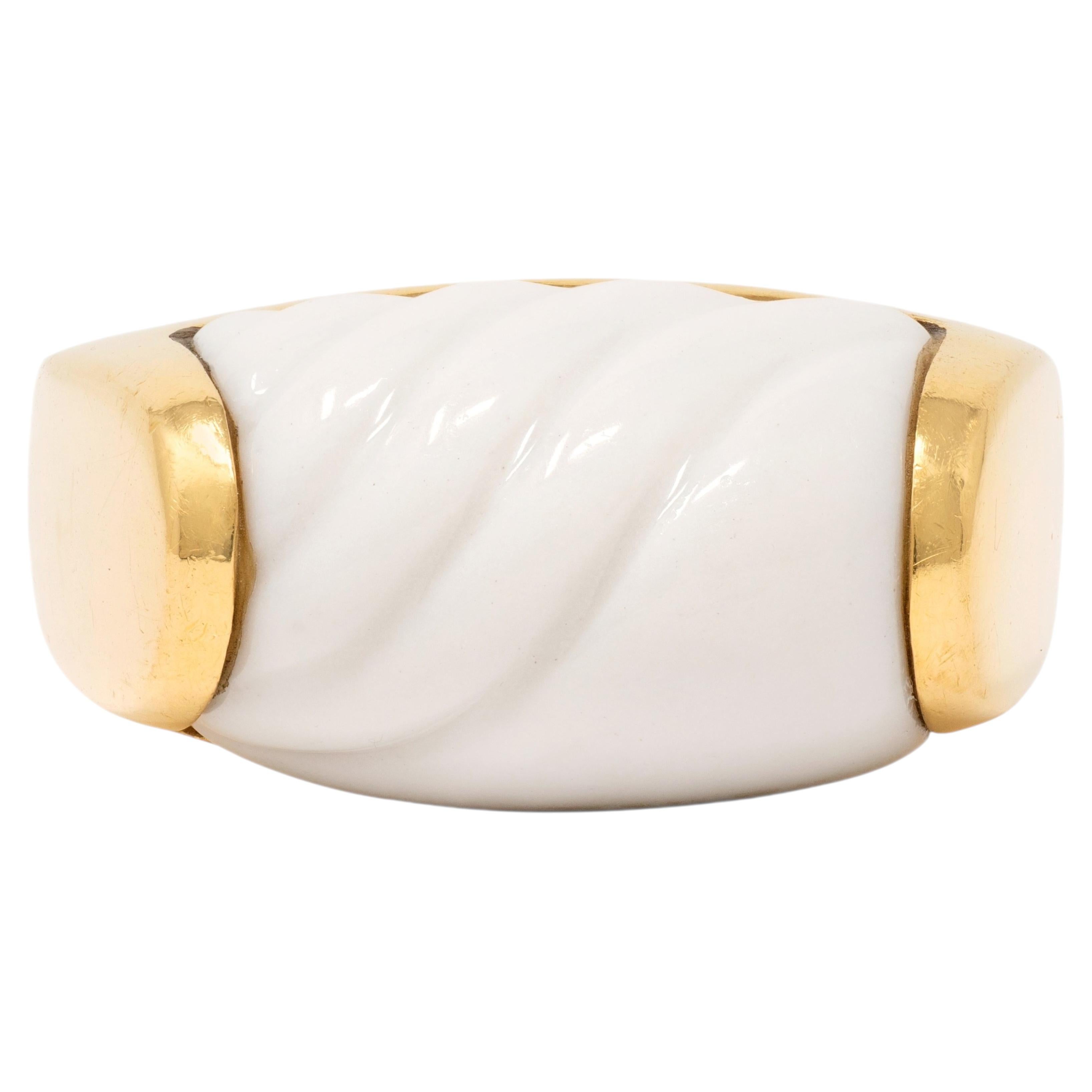 Bvlgari Ceramic 18 Karat Yellow Gold Vintage Chandra Ring For Sale