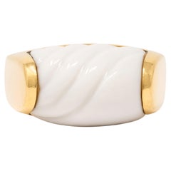 Bvlgari Ceramic 18 Karat Yellow Gold Vintage Chandra Ring
