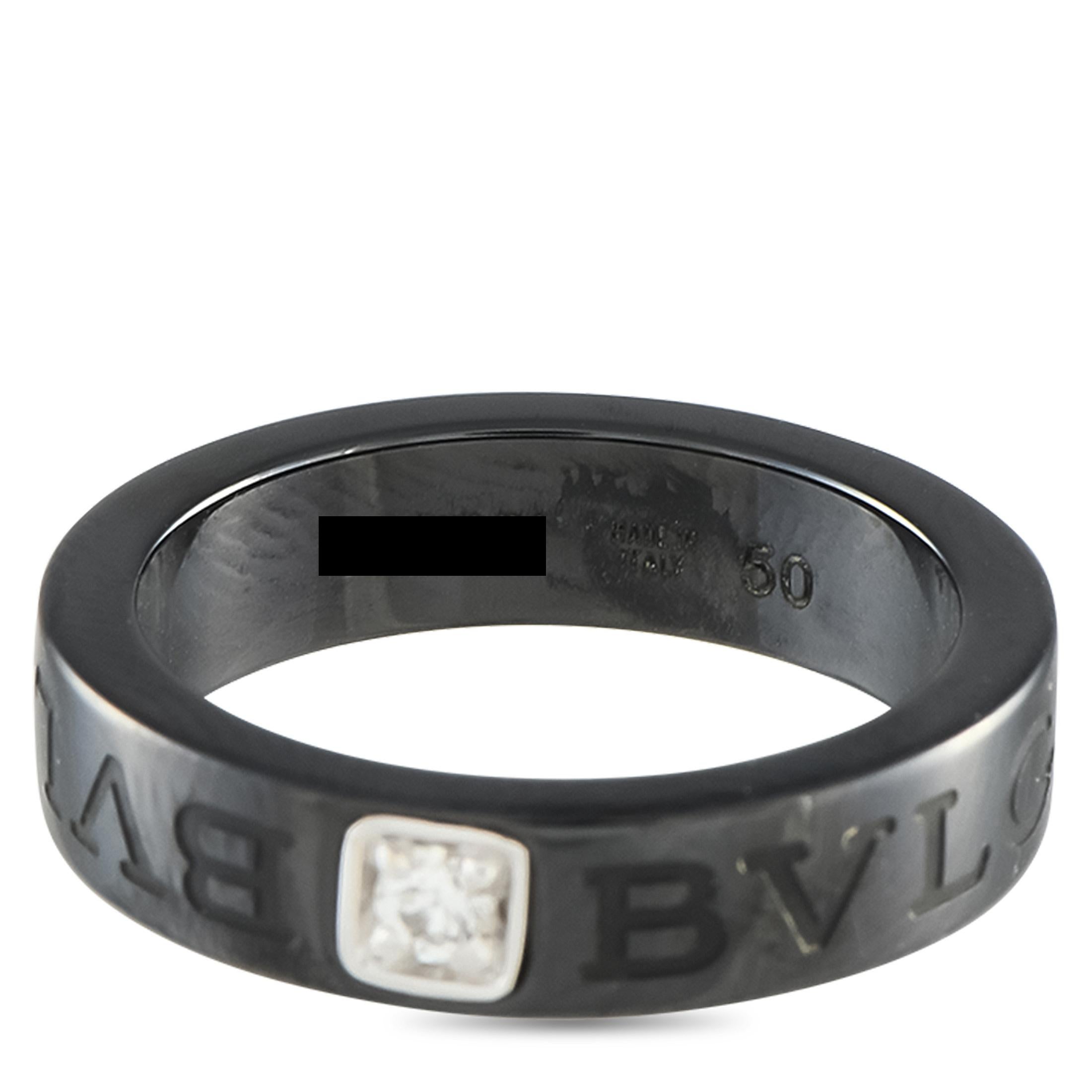 Bvlgari Ceramic Diamond Ring In Excellent Condition In Southampton, PA