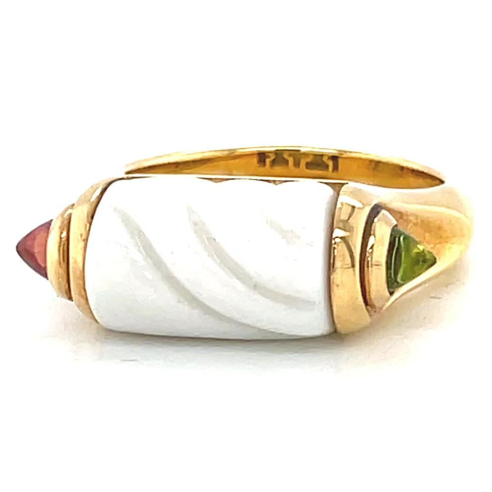 Bvlgari Ceramic Tourmaline Tronchetto Ring In Excellent Condition In Beverly Hills, CA