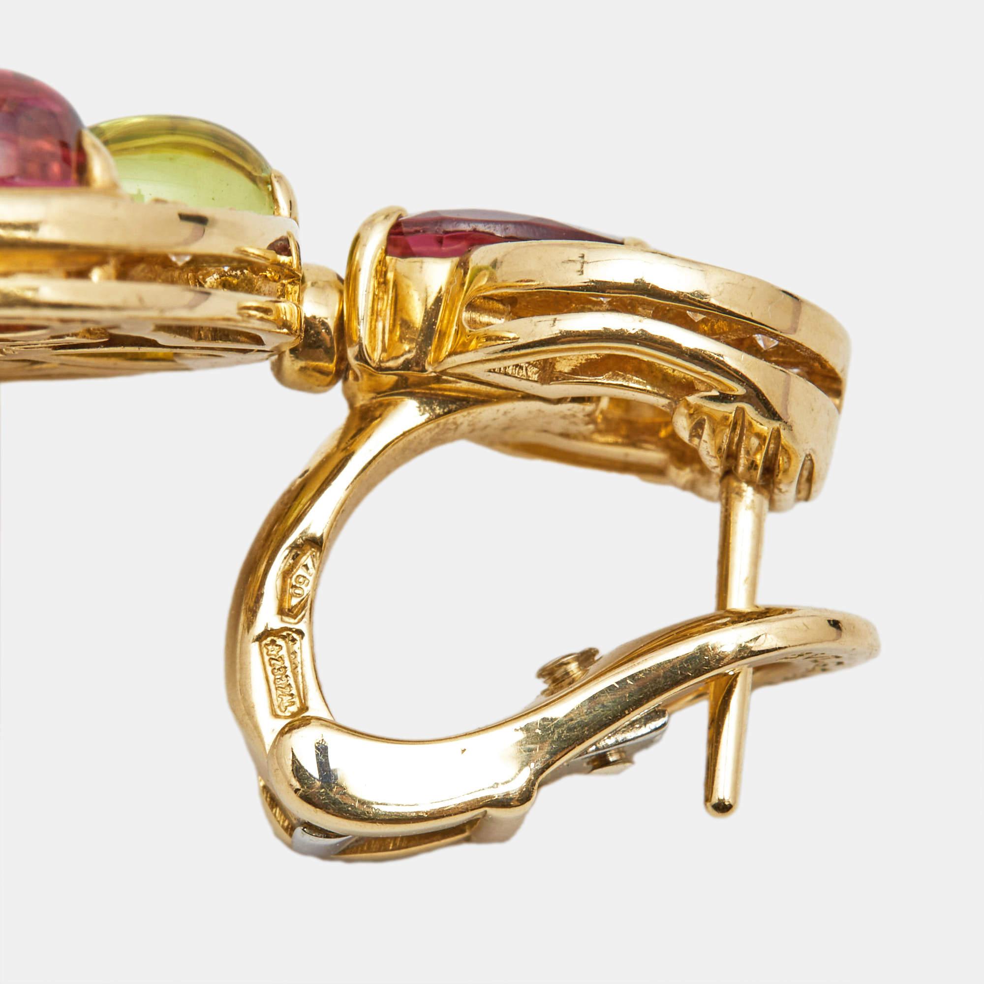 Women's Bvlgari Cerchi Multi Gemstones 18k Yellow Gold Earrings