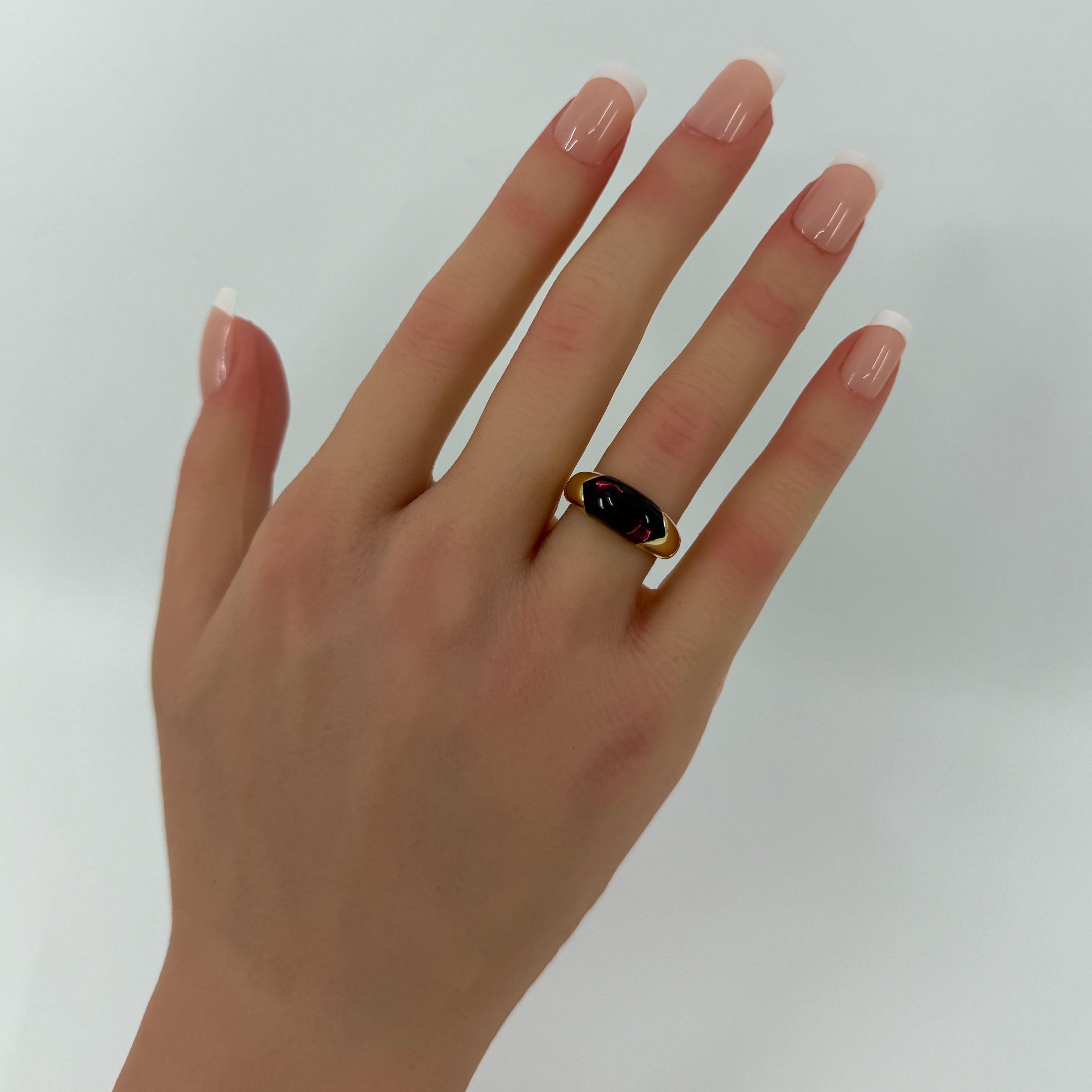 Bvlgari Certica Tronchetto 18k Yellow Gold Rubellite Pink Purple Tourmaline Ring For Sale 2