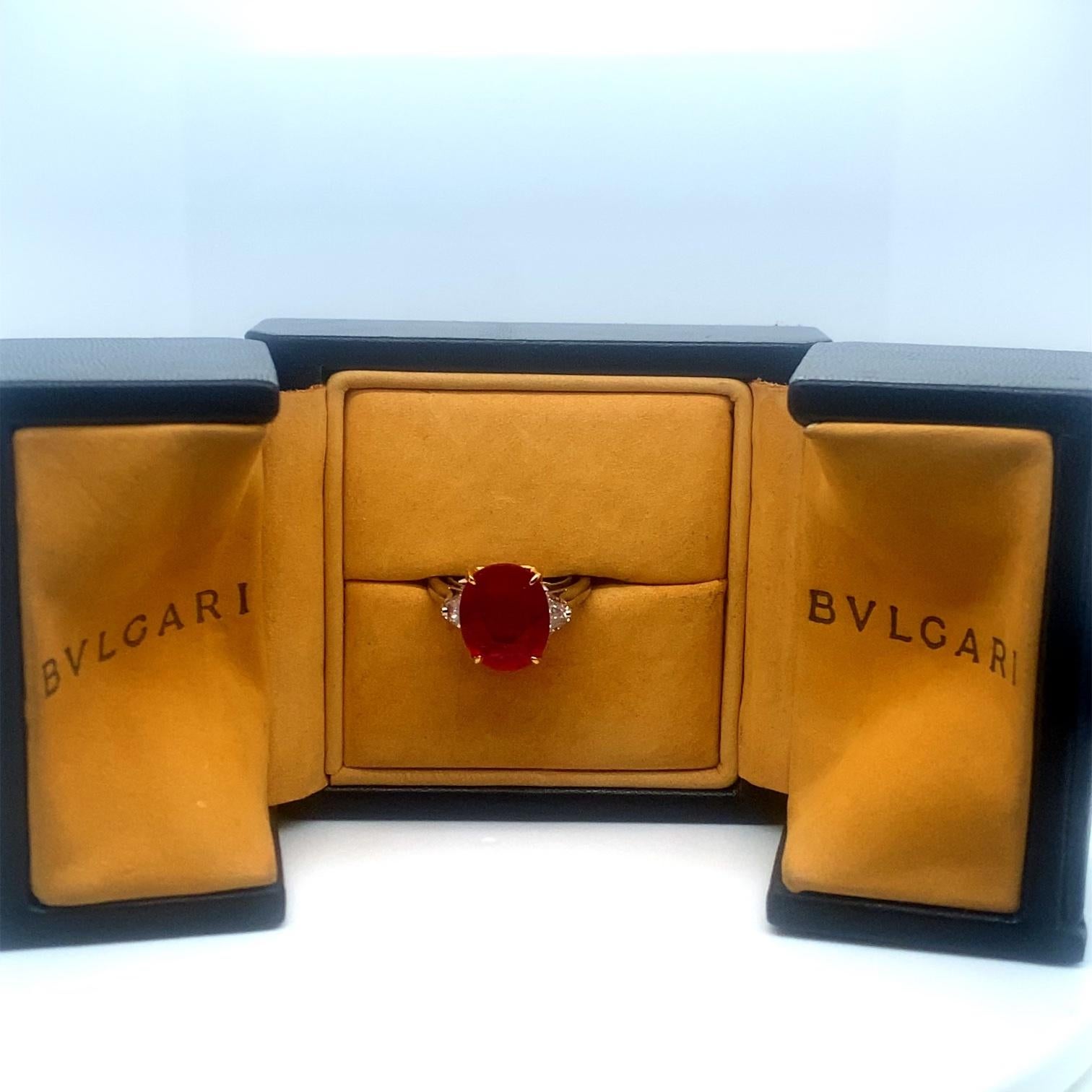 Anillo certificado Bvlgari de 5,30 quilates de rubí rojo de Birmania sin calor 4