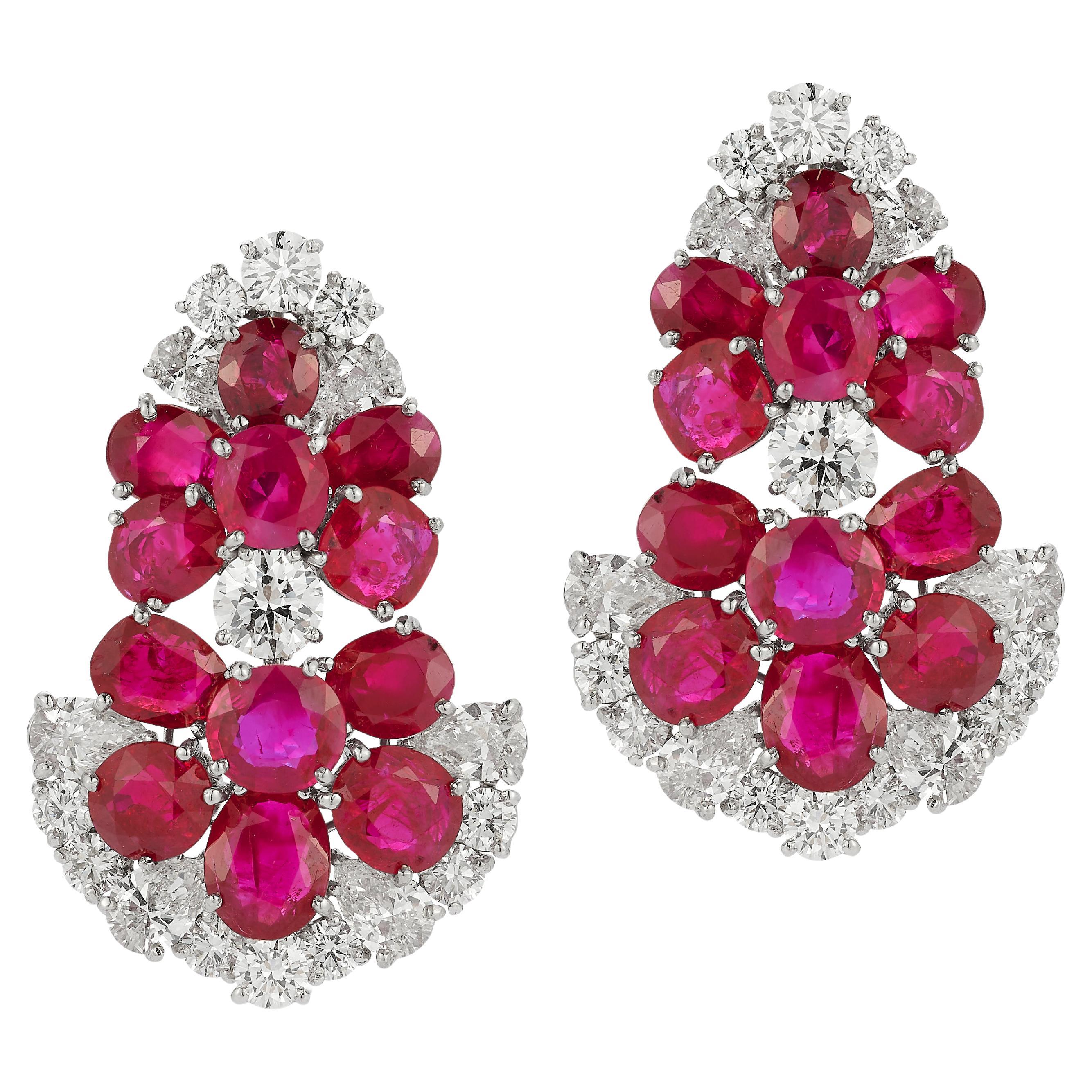 Bvlgari Certified Natural Burmese Ruby Earrings For Sale