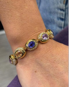 Bvlgari Certified Natural Multi Color Sapphire and Diamond Bracelet