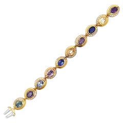 Bvlgari Certified Natural Multi Color Sapphire and Diamond Bracelet