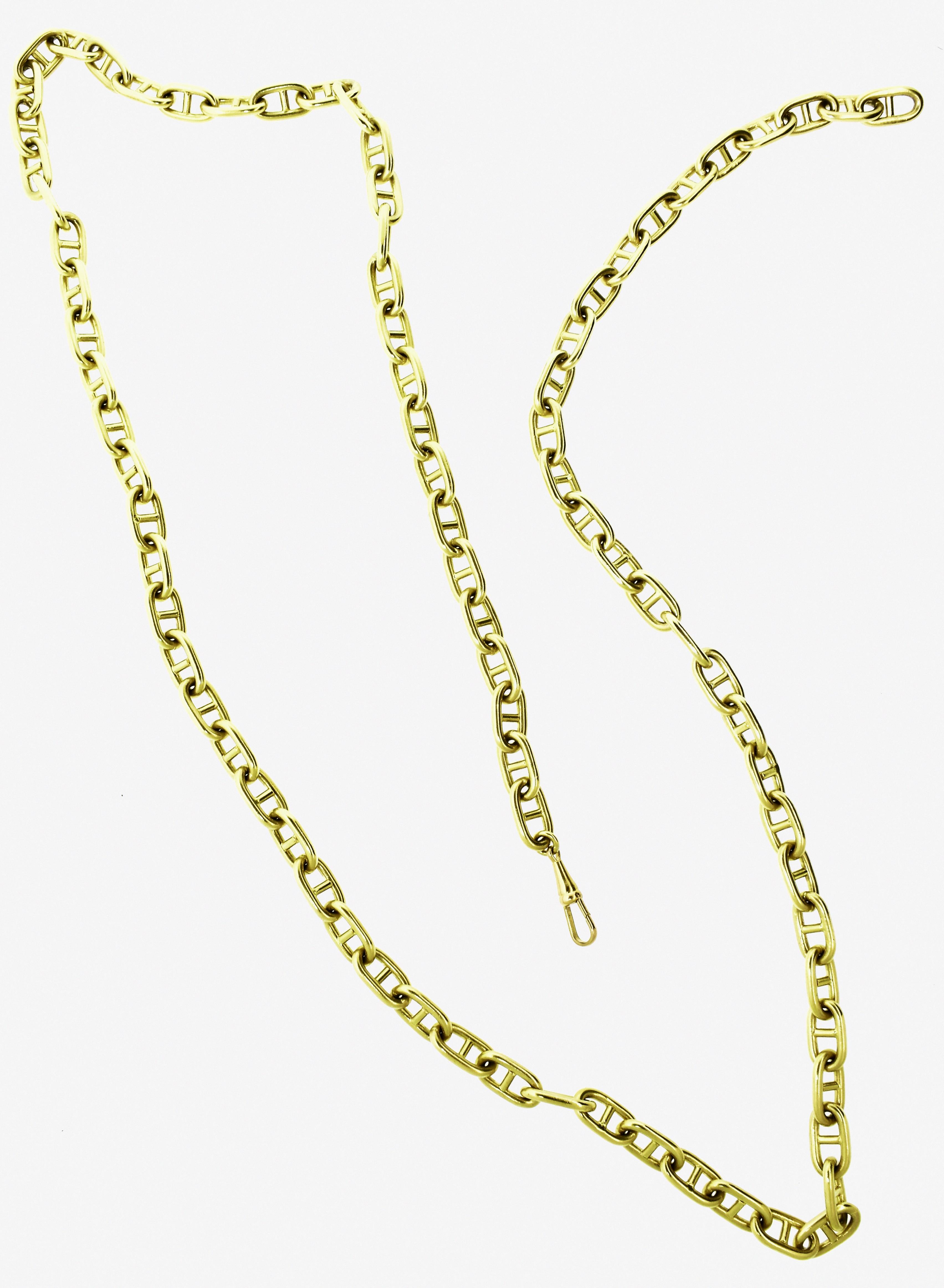 Bvlgari 18K long vintage chain.  This 36 inch chain is most unusual of this type because it is solid gold and not a light-weight version.  The chain is unusually heavy - weighing 171.2 grams  -that is 5 1/2 troy ounces. (the gold cash value alone is