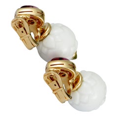 Bvlgari Chandra 18 Karat Yellow Gold Tourmaline and Ceramic Clip-On Earrings