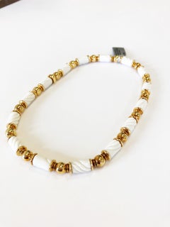 Bvlgari Chandra Carved White Porcelain Necklace in 18 Karat Yellow Gold