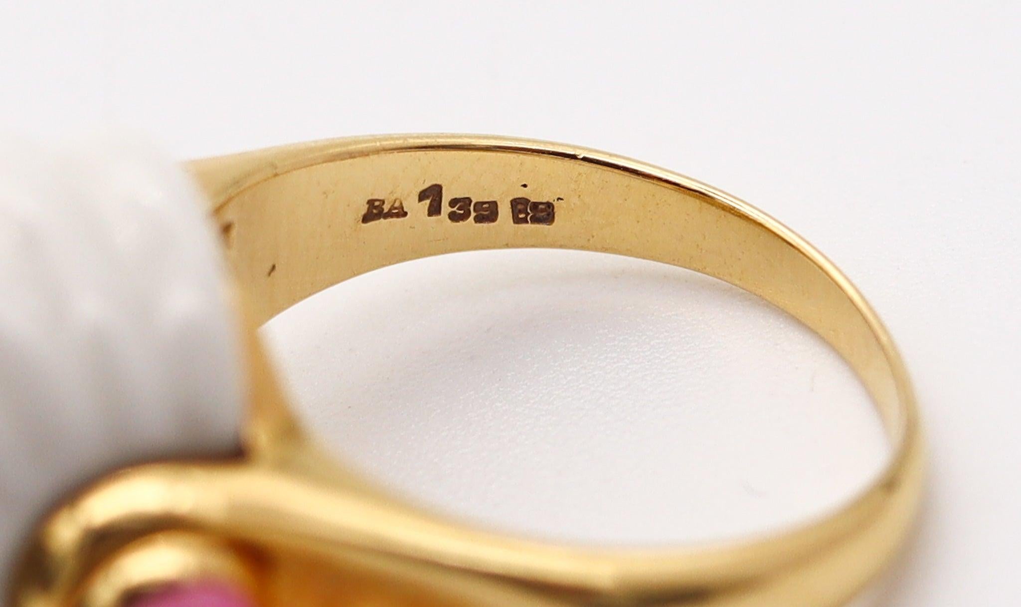 Bullet Cut BVLGARI Chandra Cocktail Ring In 18Kt Yellow Gold With Two Tourmalines