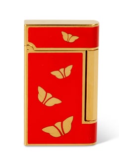 Bvlgari Chinoiserie Red Lacquer Gold Butterfly Lighter, 1970s