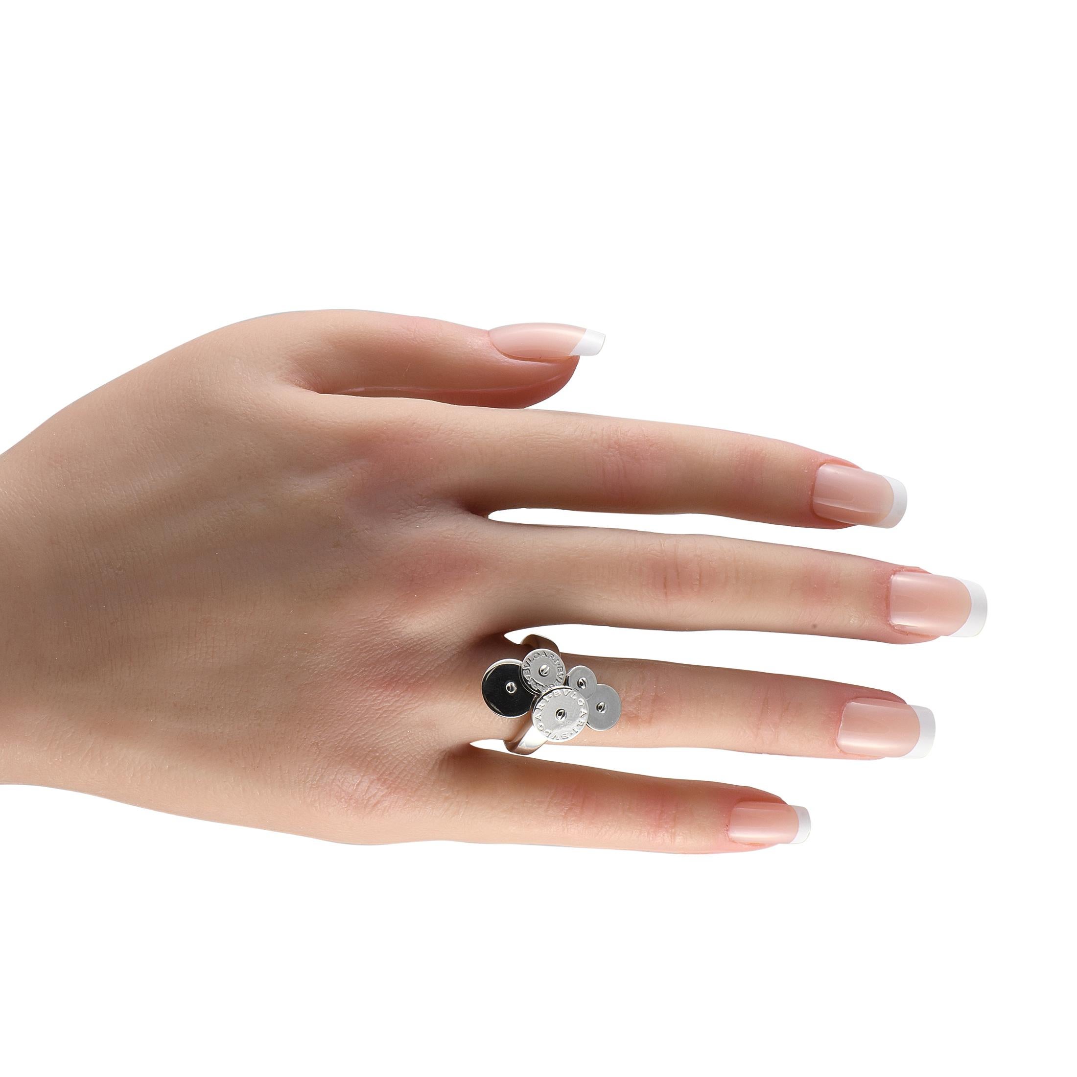 Bvlgari Cicladi 18K White Gold 5-Disc Ring In Excellent Condition In Southampton, PA