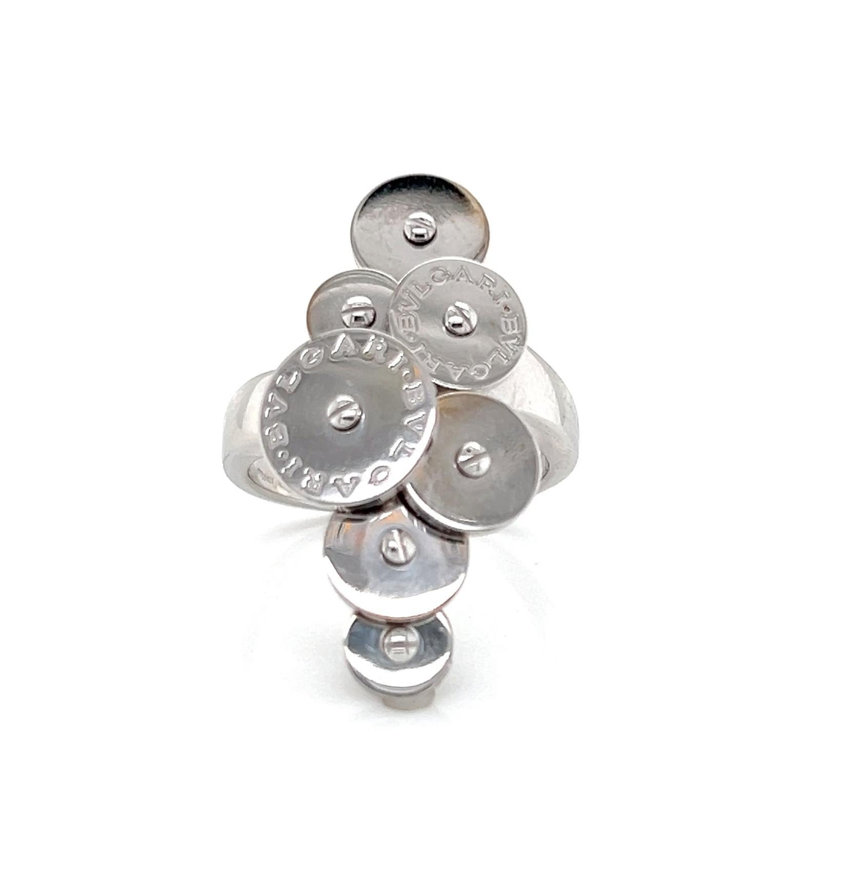 Anello Bvlgari Cicladi in oro bianco 18k a 7 dischi - Misura 7 in vendita 2