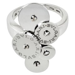 Bvlgari Cicladi Cluster Disc 18K White Gold Cocktail Ring Size 52