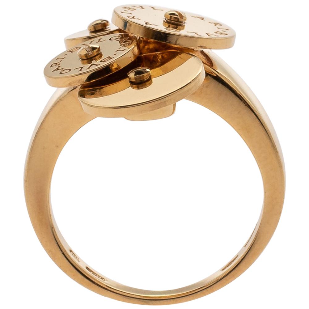 Bvlgari Cicladi Cluster Disc 18K Yellow Gold Cocktail Ring Size 52.5