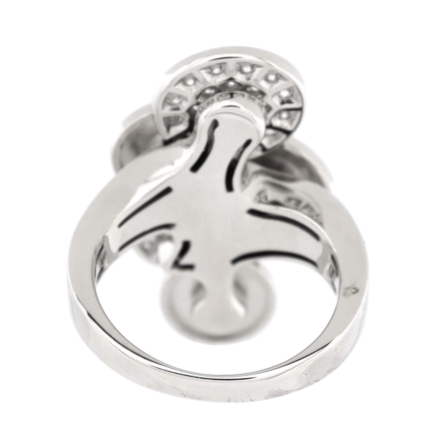 Bvlgari Cicladi Ring 18K White Gold with Diamonds In Good Condition For Sale In New York, NY