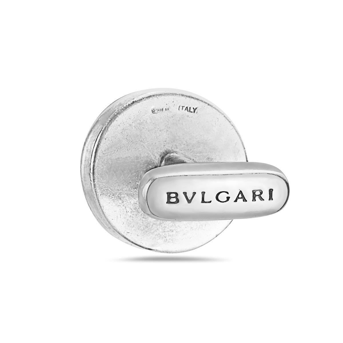 Bvlgari Circle Black Onyx and Sterling Silver Cufflinks In Excellent Condition In New York, NY