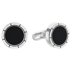 Bvlgari Circle Black Onyx and Sterling Silver Cufflinks