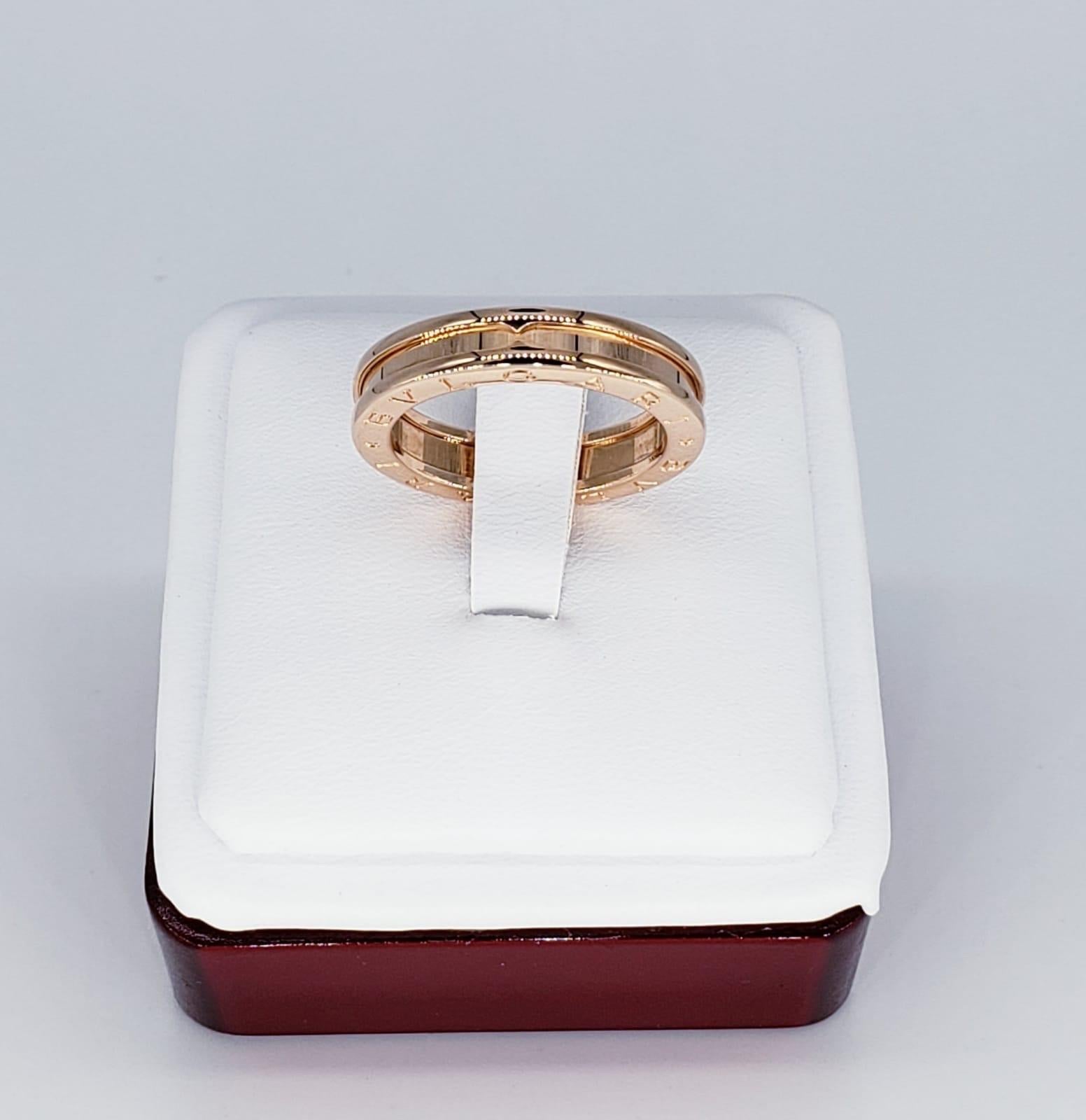 Bvlgari Classic Pink Rose Gold Wedding Band Ring 18 Karat Gold In Excellent Condition In Miami, FL