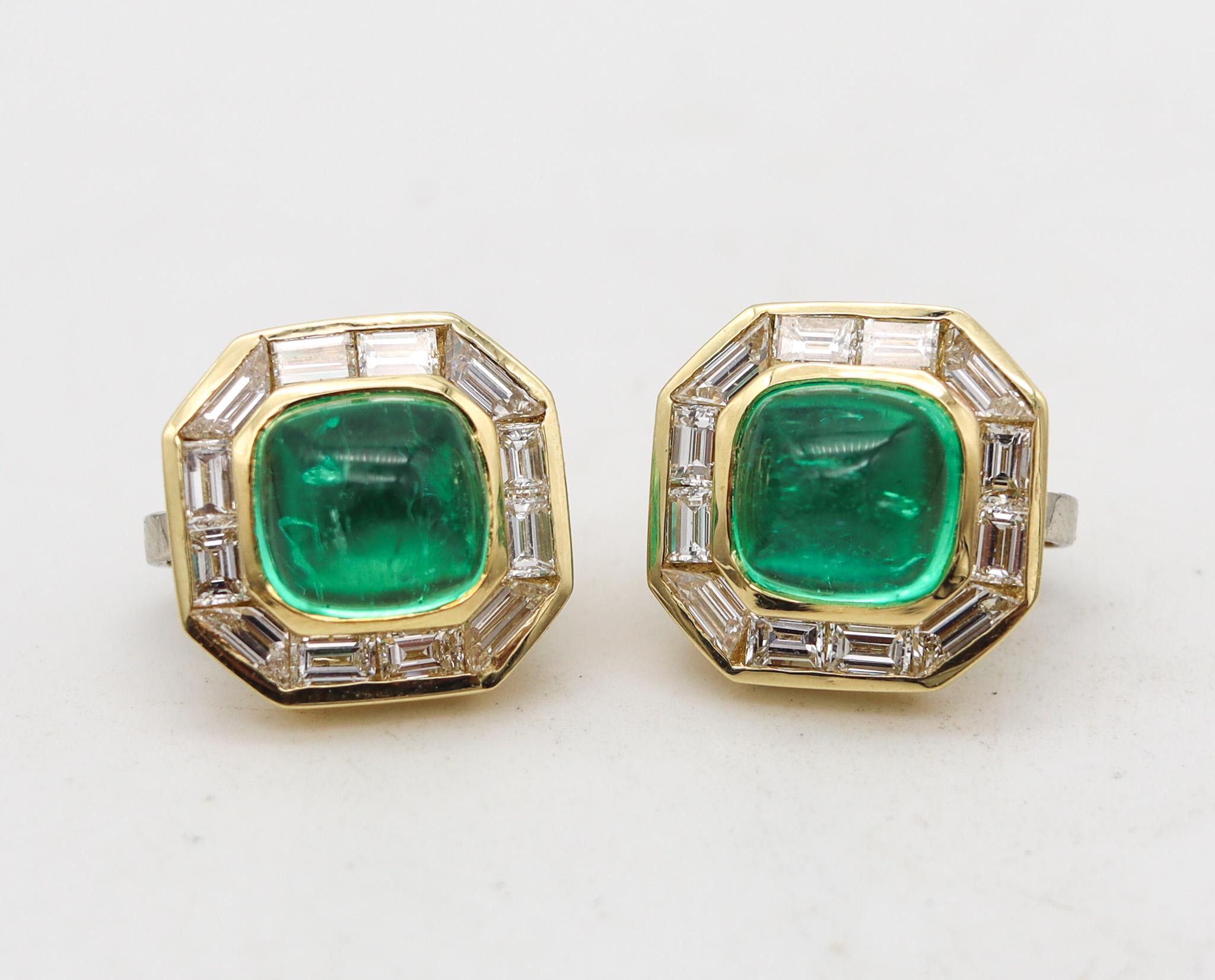 Gems set earrings designed by Bvlgari.

Outstanding and very rare pair of clips-on earrings, created in Milano Italy by the jewelry house of Bvlgari. This gorgeous pair has been crafted in solid yellow gold of 18 karats, with high polished finish.