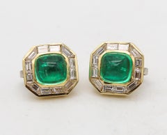 Bvlgari Clip On Earrings In 18Kt Gold With 11.72 Ctw In Diamonds And Emeralds