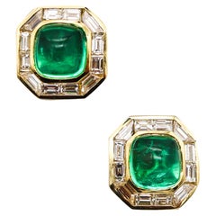 Bvlgari Clip On Earrings In 18Kt Gold With 11.72 Ctw In Diamonds And Emeralds