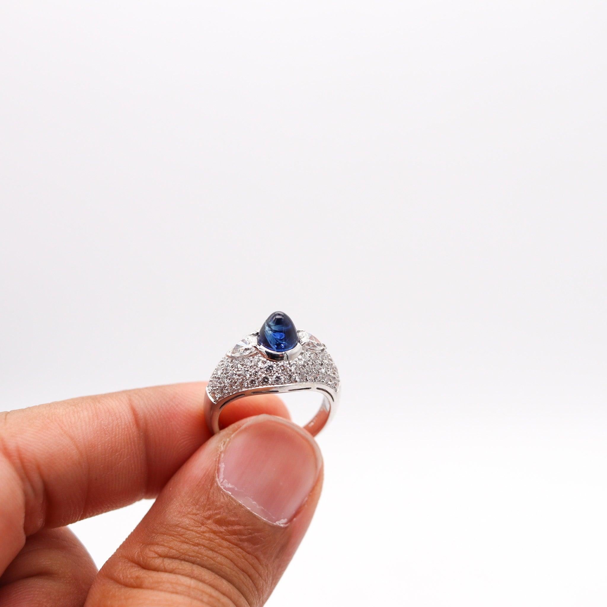 BVLGARI Cocktail Ring In 18Kt Gold With 4.74 Ctw In Diamonds And Sapphire For Sale 4