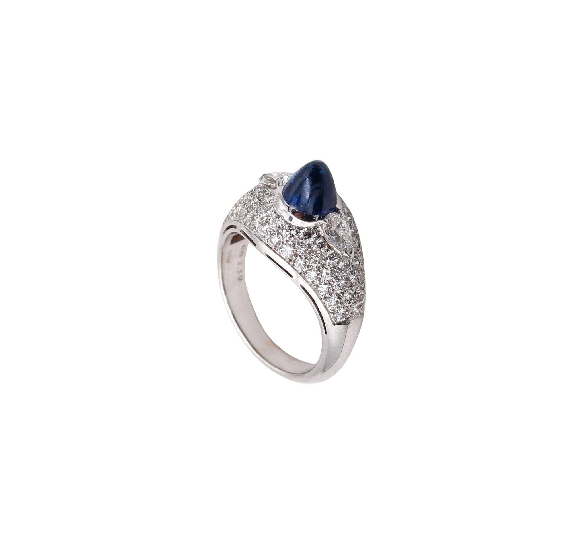 BVLGARI Cocktail Ring In 18Kt Gold With 4.74 Ctw In Diamonds And Sapphire For Sale 3