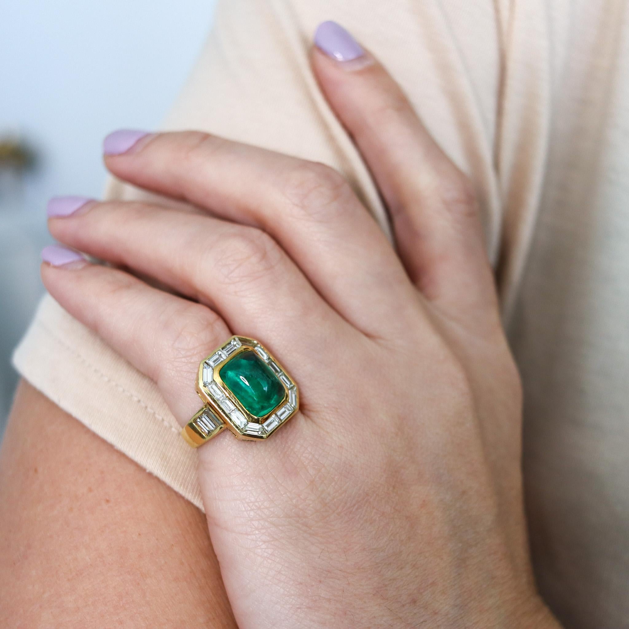 Bvlgari Cocktail Ring In 18Kt Yellow Gold With 9.04 Ctw In Diamonds And Emerald 4