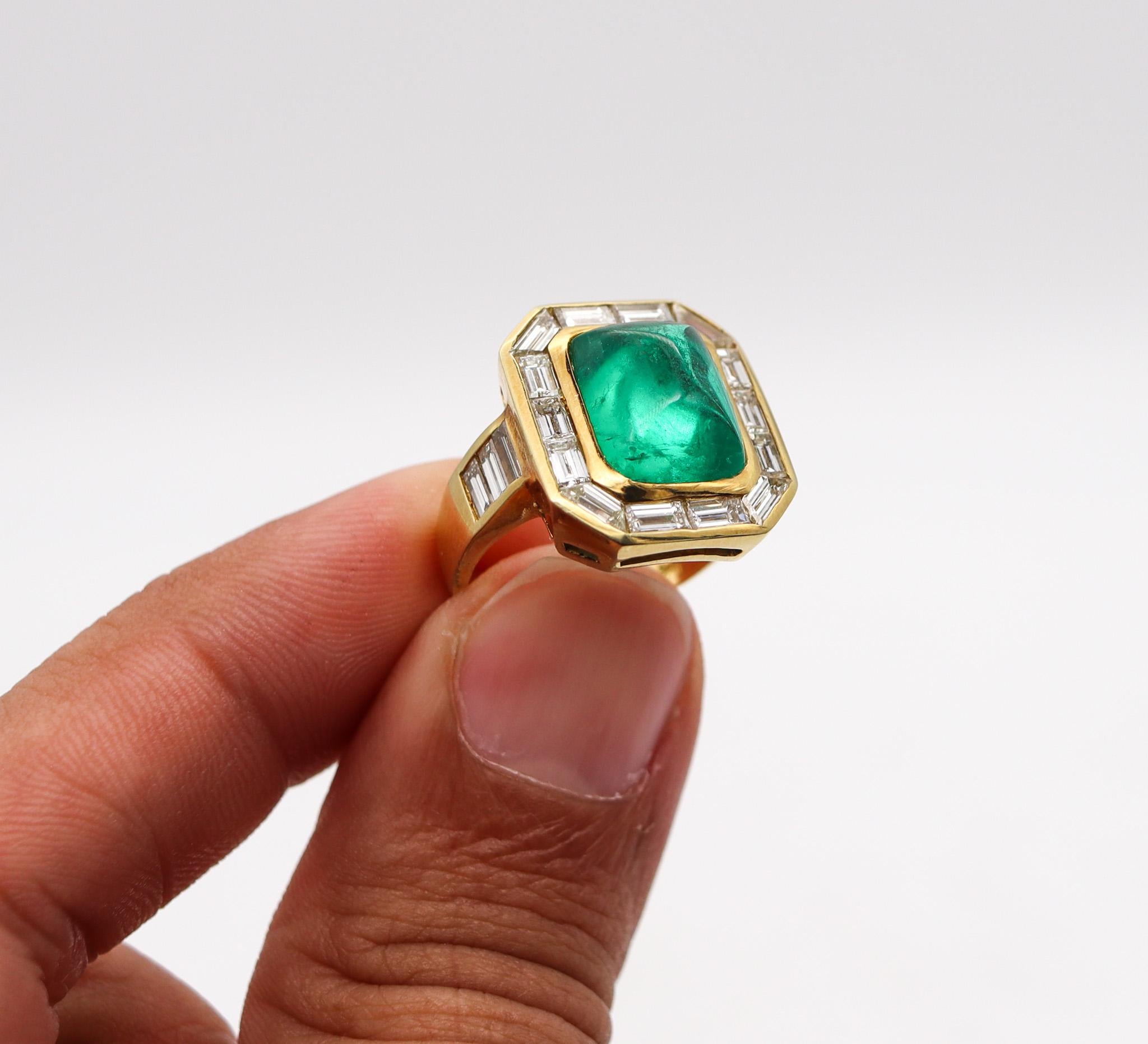 Bvlgari Cocktail Ring In 18Kt Yellow Gold With 9.04 Ctw In Diamonds And Emerald 2