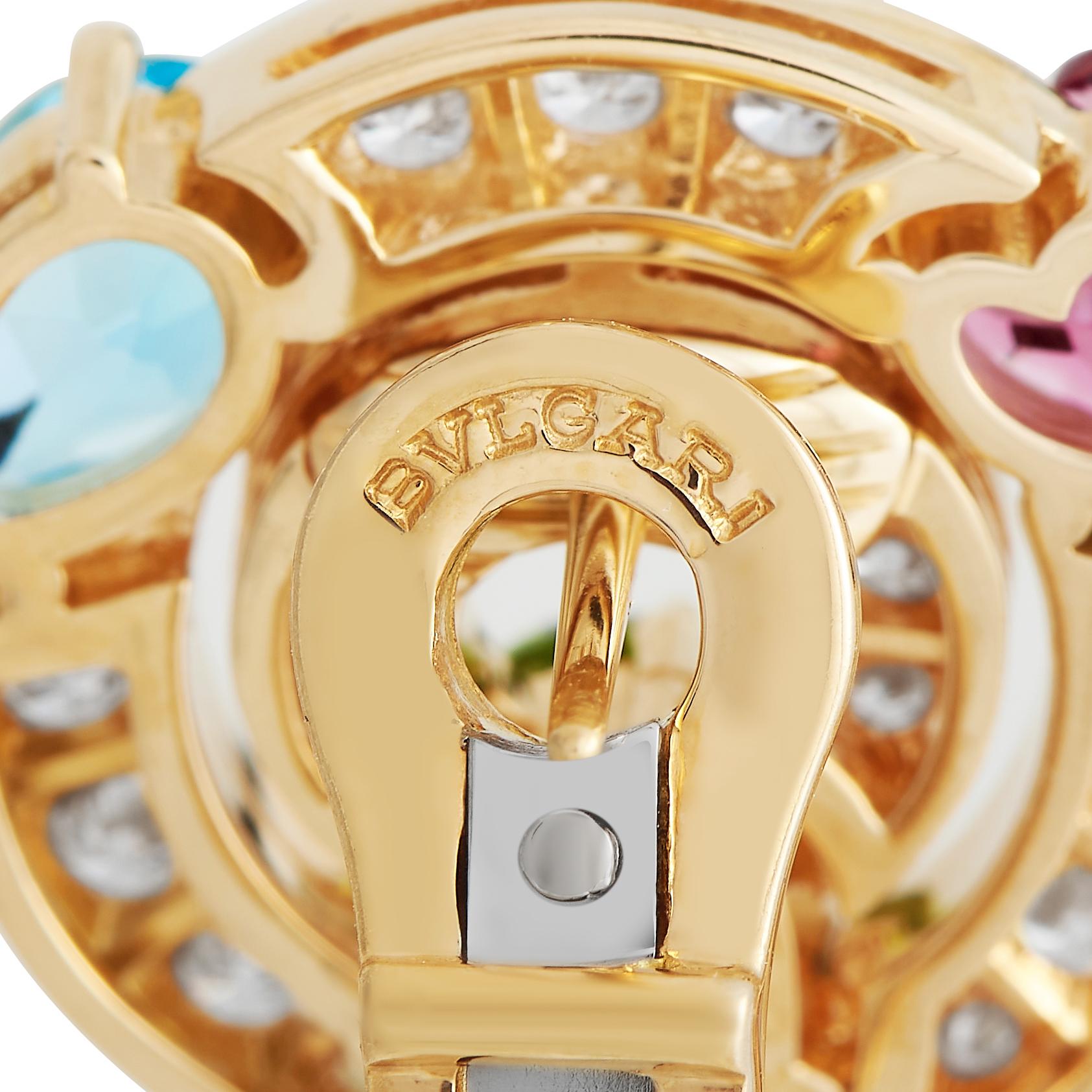 Bvlgari Konzentrische Ohrringe aus 18 Karat Gelbgold mit 0,70 Karat Diamant und Topas BV02-121323 (Rundschliff)