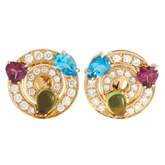 Bvlgari Konzentrische Ohrringe aus 18 Karat Gelbgold mit 0,70 Karat Diamant und Topas BV02-121323