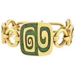 Used Bvlgari Contemporary Green Garnet "Theme Collection" Link Bracelet