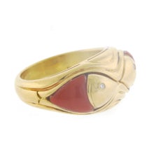 Bvlgari Coral and Diamond Fish Ring