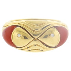 Bvlgari Coral and Diamond Fish Ring