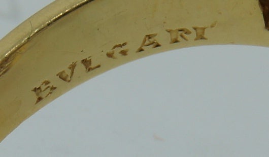 Round Cut Bvlgari Coral Diamond Gold Ring and Earrings Set Bulgari