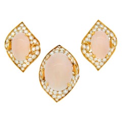 Bvlgari Coral Diamond Gold Ring and Earrings Set Bulgari
