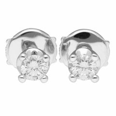BVLGARI Corona Diamond 750 18K White Gold Studs Earrings