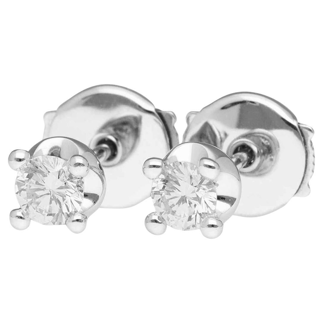 BVLGARI Corona Diamond 0.20ct / 0.20ct 18K White Gold Studs Earrings