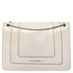Bvlgari Cream Leather Medium Serpenti Forever Shoulder Bag